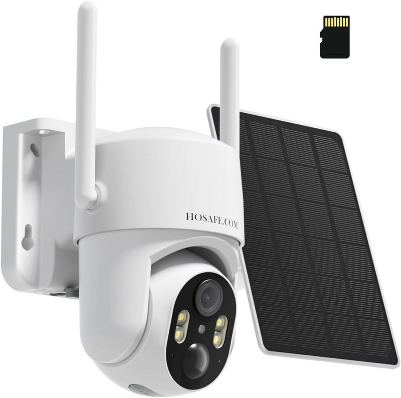 HOSAFE.COM Wireless Security Camera Outdoor, 360° PTZ Remote Cameras for Home Security Solar Powered, 2K 3MP Surveillance & Security Cameras with Spotlight Color Night Vision, PIR Sensor, 2-Way Audio - Image 1